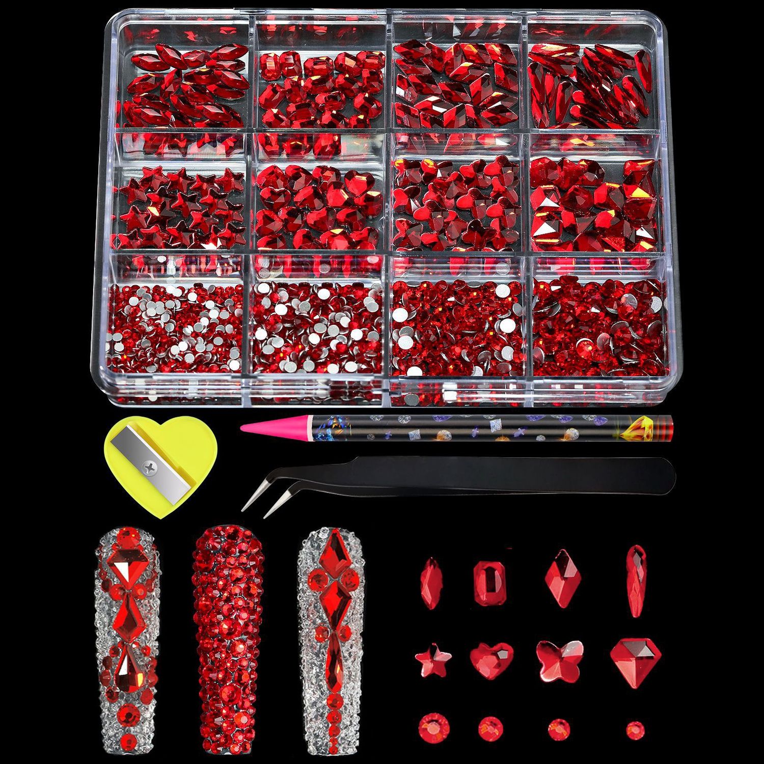 OUMEI Nail accessories : 12-grid big red diamond set 41016