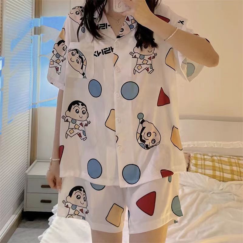 YT Pajamas: Circle silk -wht  s-s : L 72642