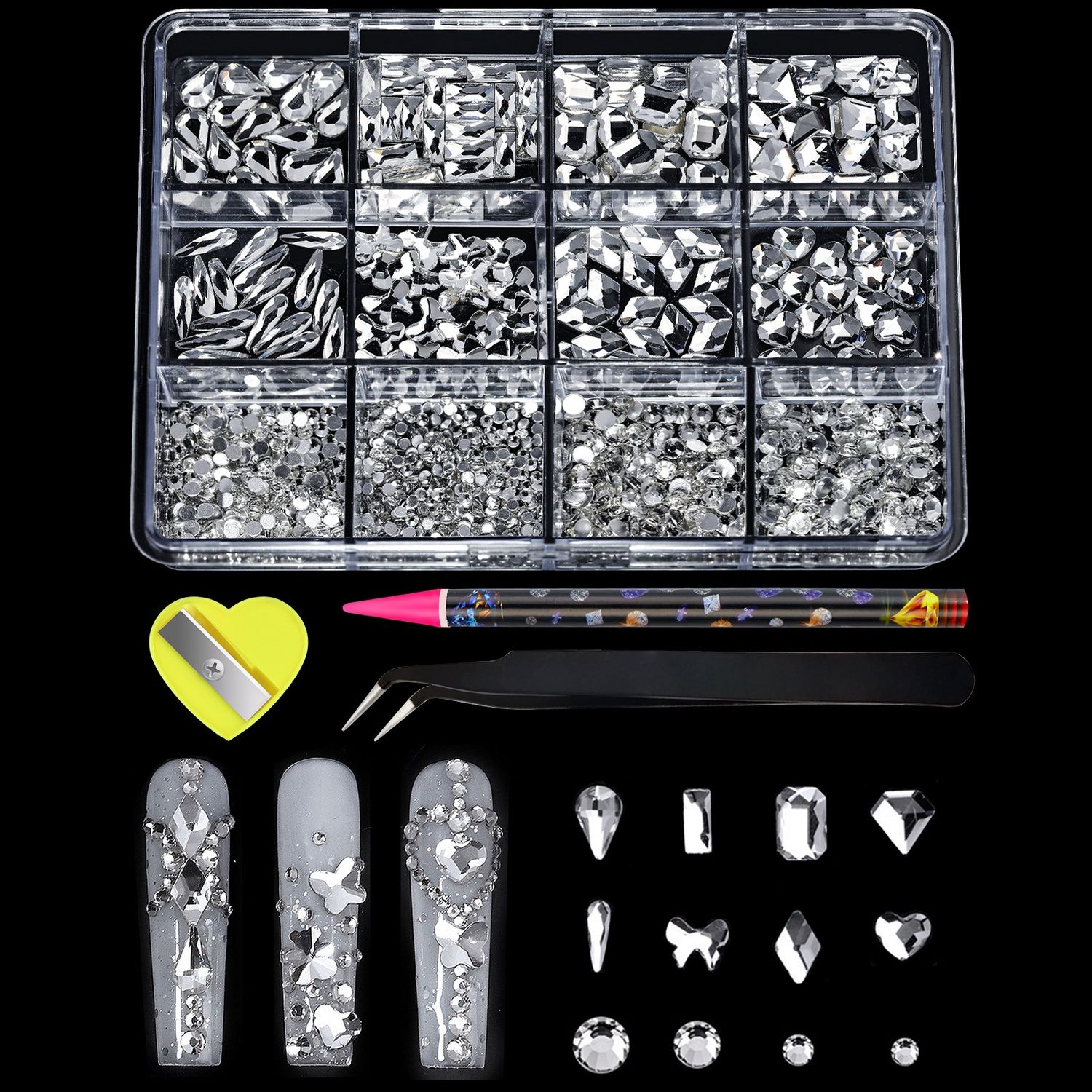 OUMEI Nail accessories : 12-grid white diamond set 41018