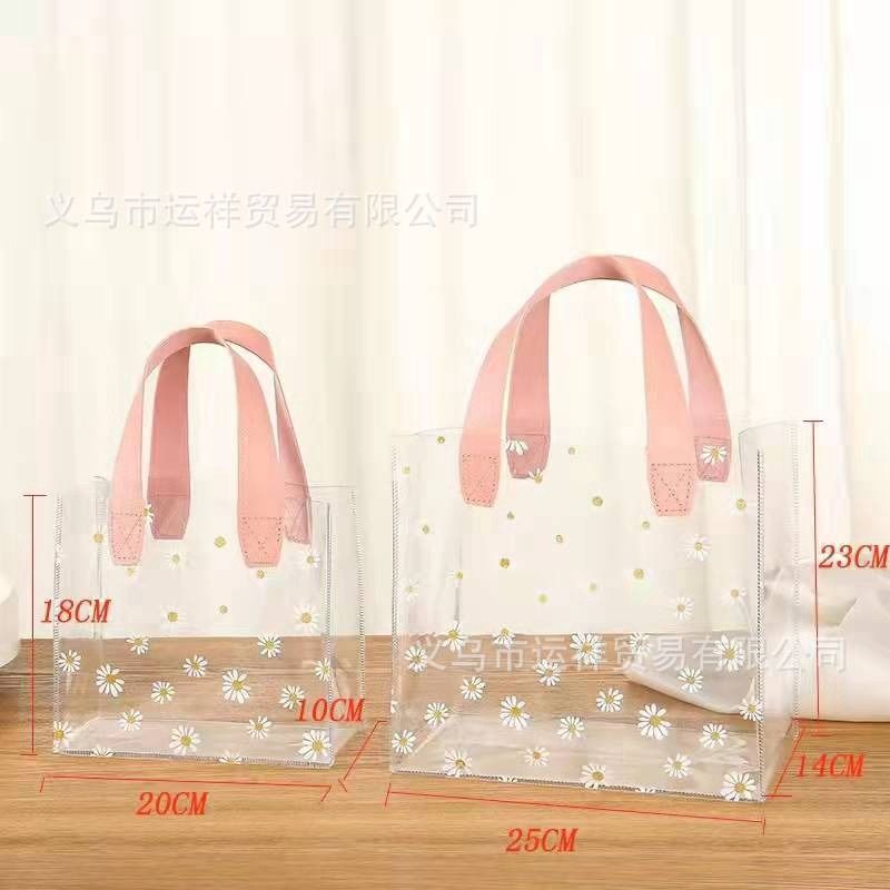 Transparent PVC Daisy Flower Bag Pink 18x20x10cm 64504