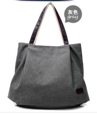 casual large canvas bag - 1616 grey 76356