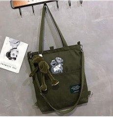 simple and versatile shoulder bag literature and art student book portable canvas bag Color: dark green 1 79106