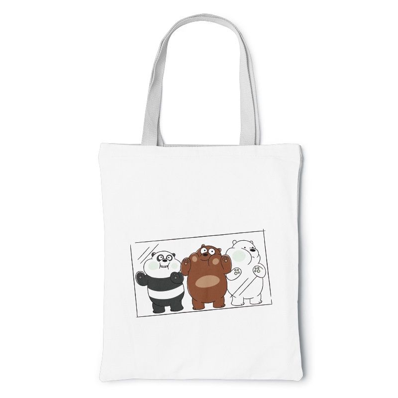 Canvas Tote Bag 3 Naked Bear White Frame 97050