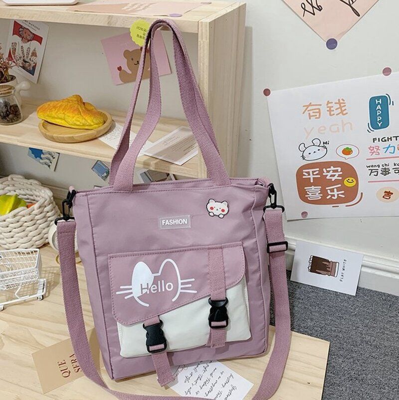 Fashion Tote Bag Hello Cat Purple 77504