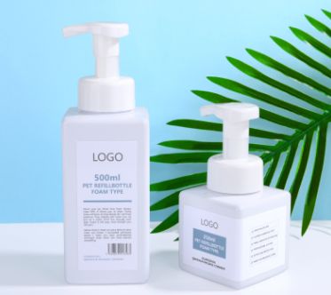 500ml white square bubble bottle + white foam pump head