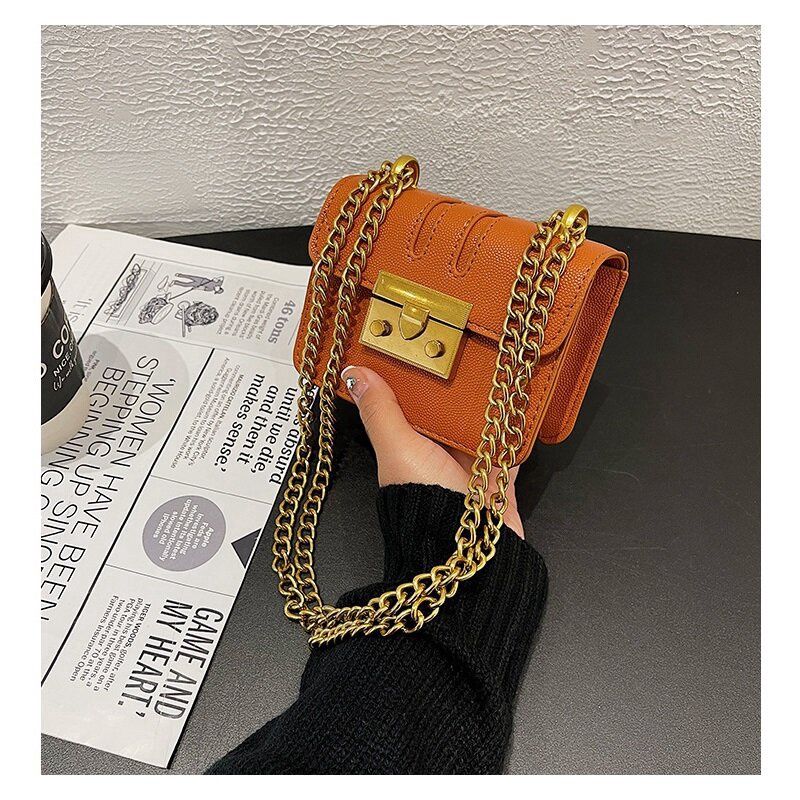 Yiting Korean Version Of Lychee Pattern Lock Chain Bag Women'S High-End One-Shoulder Oblique: Brown 217—8808-1 19768