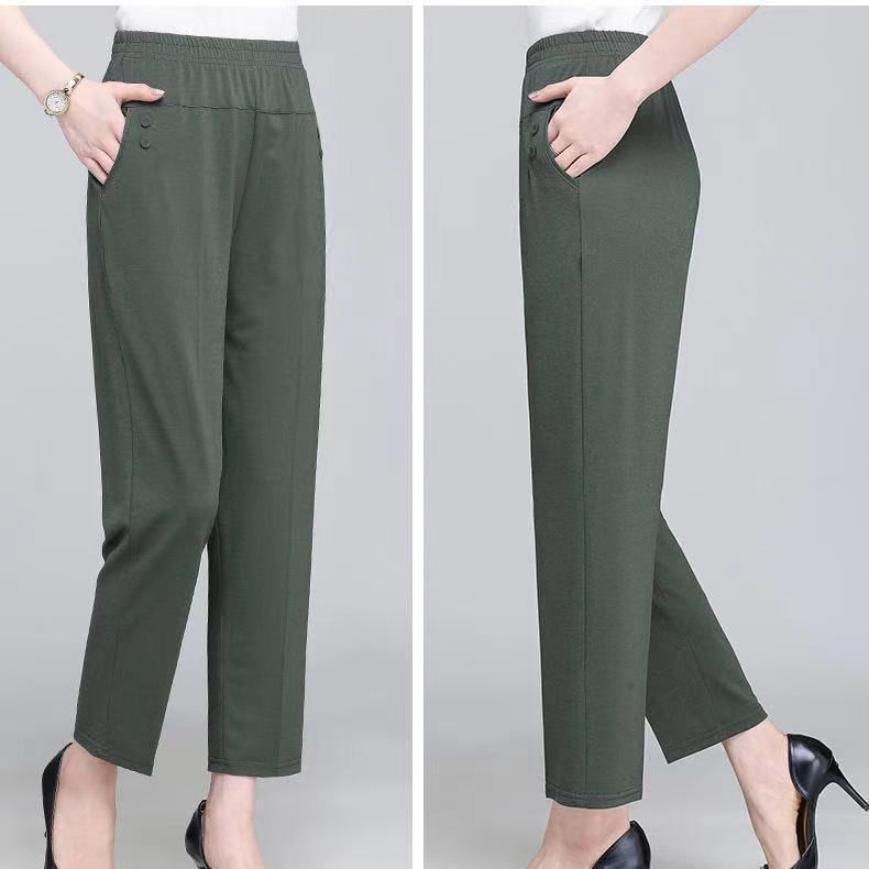 Xinye Stretch elastic waist straight trousers: Army green: 2XL 80176
