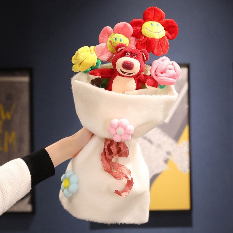 Jianyi Cartoon Doll Bouquet: 草莓熊红色 : 40x25cm 70247