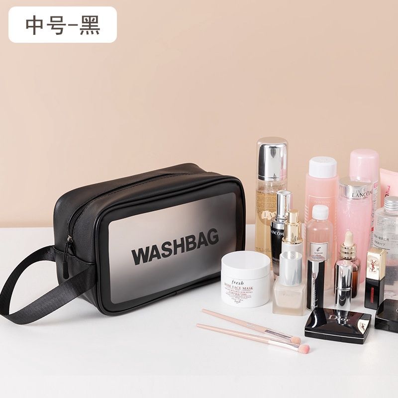 JN PU transparent frosted  wash bag Black M 13070