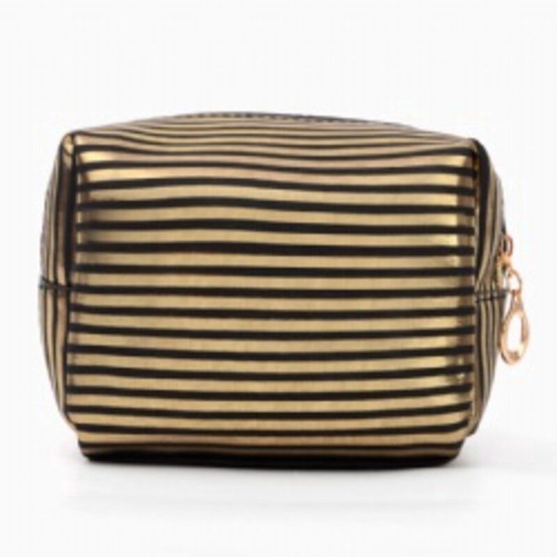 Mg Metal Stripe Cosmetic Bag (Gold) 金属条纹化妆包(金色) 15614