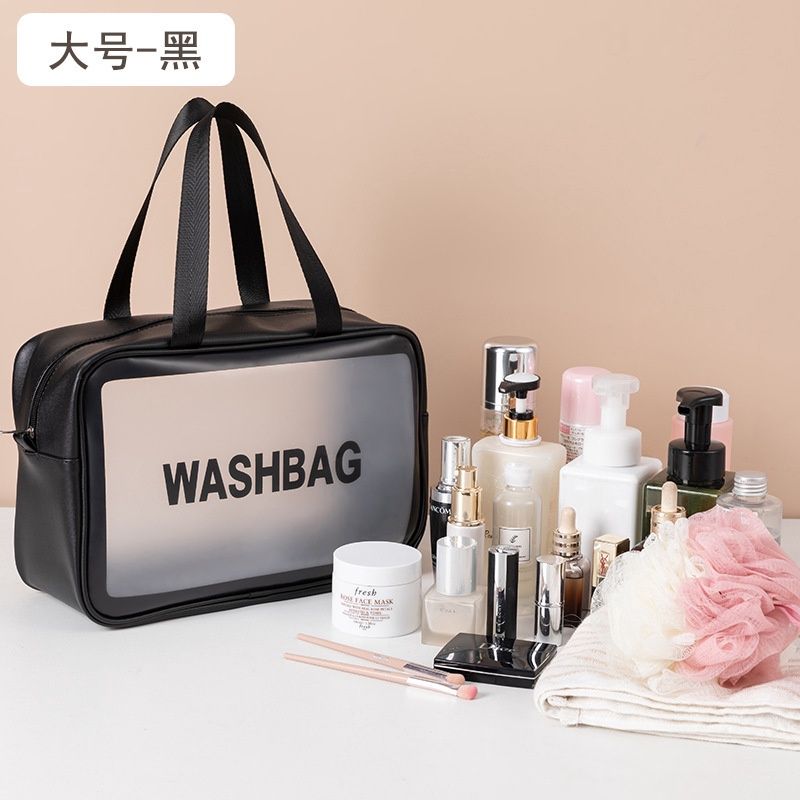 JN PU transparent frosted  wash bag Black L  13071