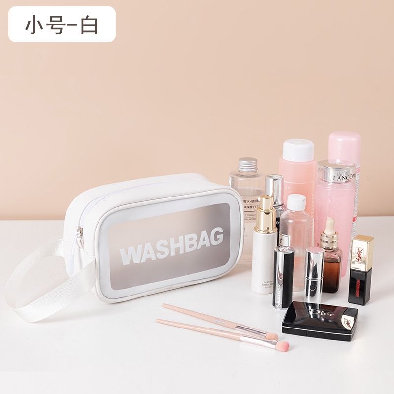 JN PU transparent frosted  wash bag White S  13066