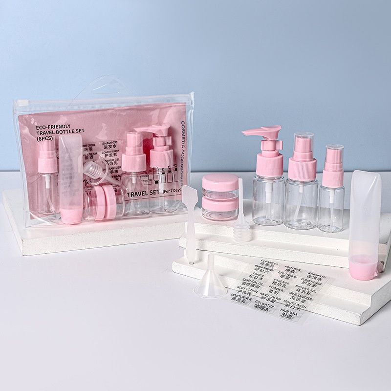 XY 9-piece travel bottle set-pink 66689