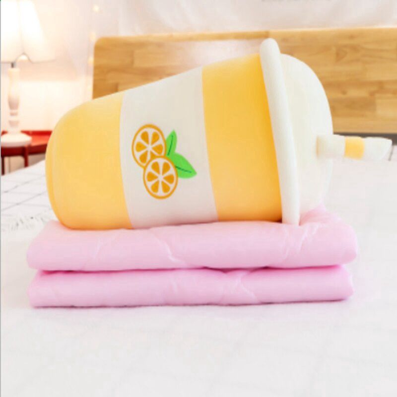 Bizheng Cartoon Bubble Milk Tea Cup Doll Street Stall Hot Selling Dual-Purpose Fruit Air Conditioner Quilt Pillow: Lemon 50Cm 17968