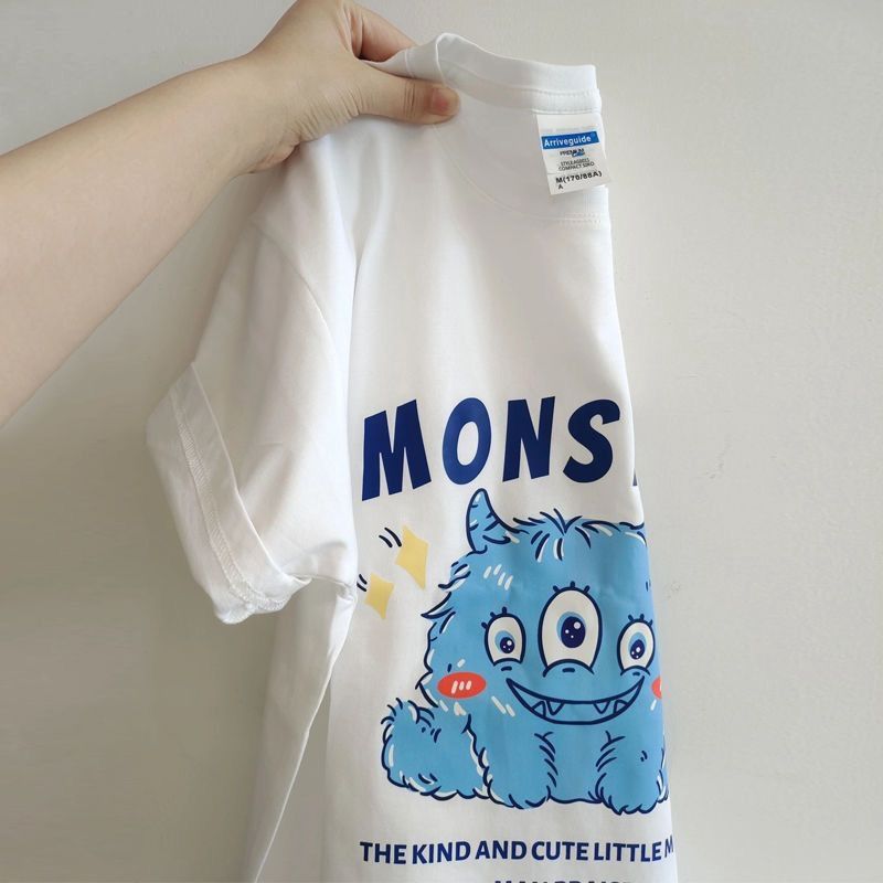 Gongzi T-shirt: Ice silk short-sleeved white Little Monster: 2XL 12337