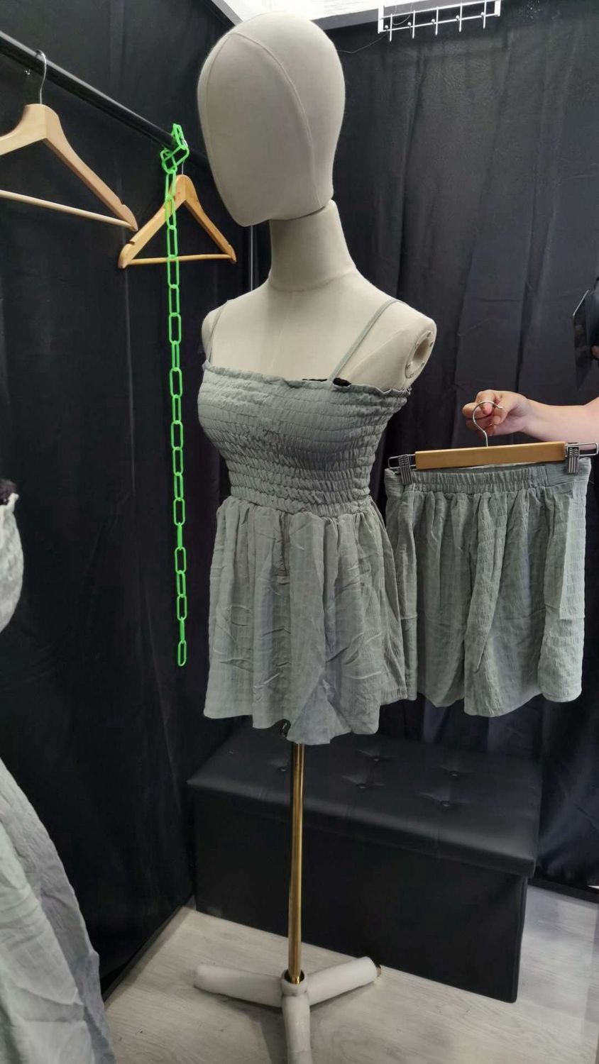 VN singlet top + short set wear green 22274