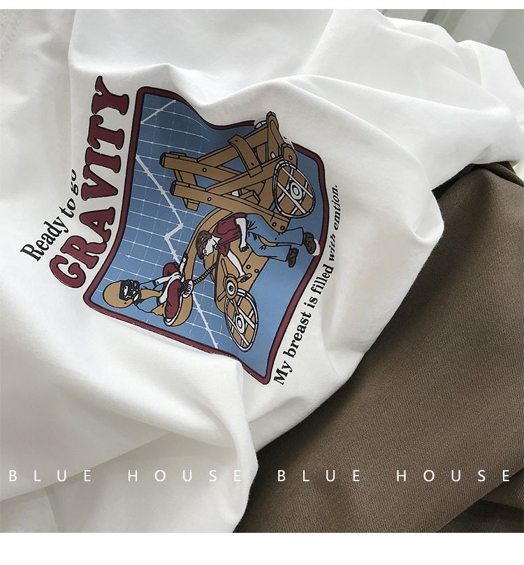 DUD 100% cotton loose short-sleeved t-shirt : 抛石车 : 3XL 66698