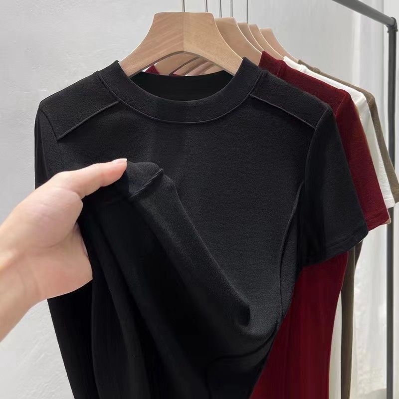 LUXI fish bone Ribbed modal crew neck herringbone short sleeves black xl 82257