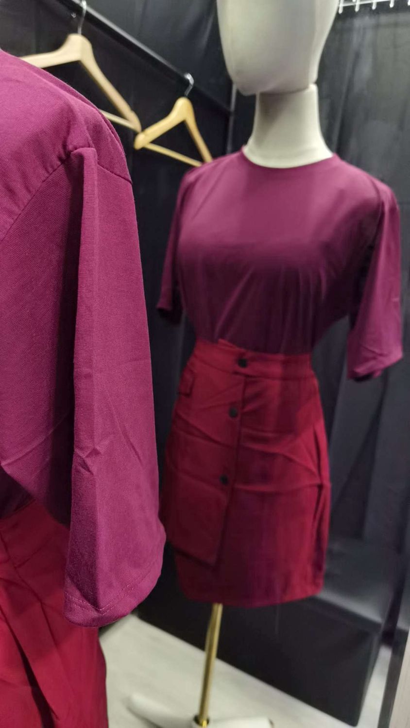 VN long shirt n skirt set wear red+red 22263