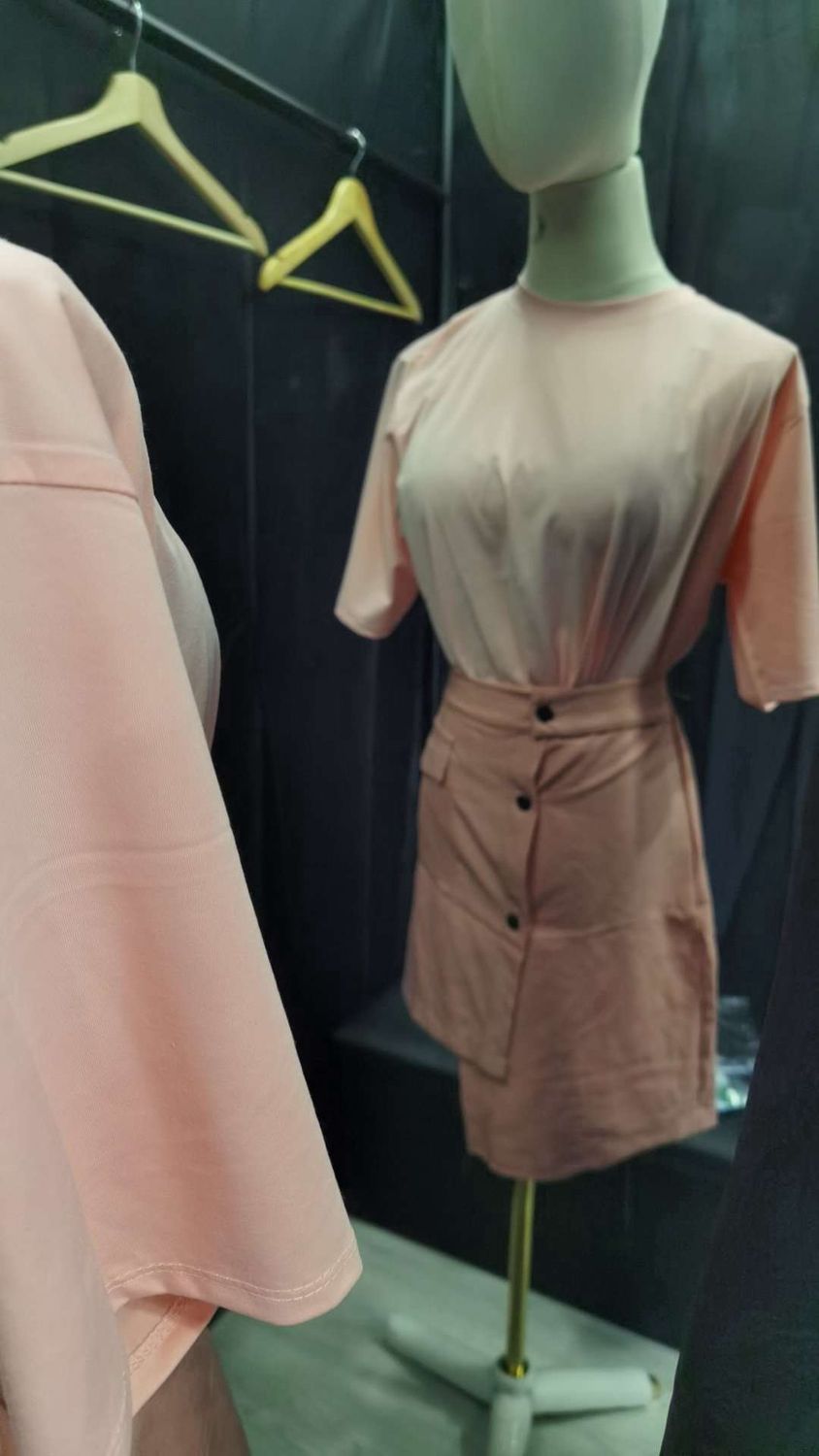 VN long shirt n skirt set wear pink+pink 22266