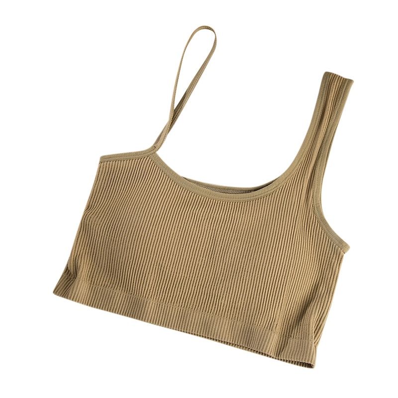 Diyijia 6623 Irregular sloping shoulder camisole: khaki 99951