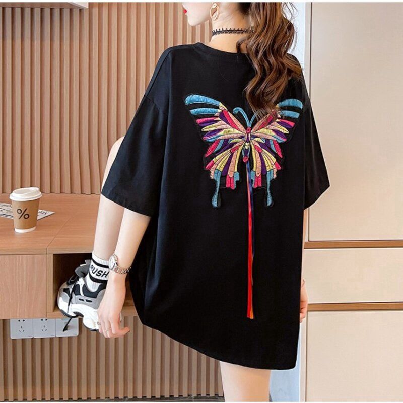 Fandi Embroidered Short Sleeve T-Shirt Black尺码: 2Xl X532 42109