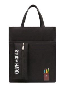 School students waterproof canvas portable file bag : R77-pencil black with pen case 232884