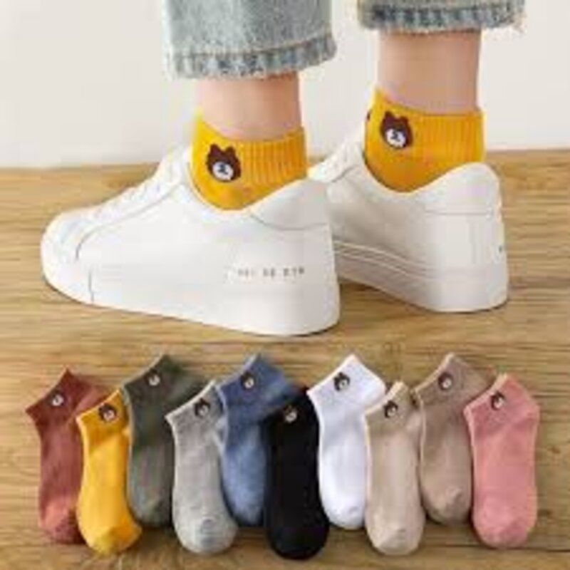 Dinghong Cartoon Bear Socks Yellow 01018