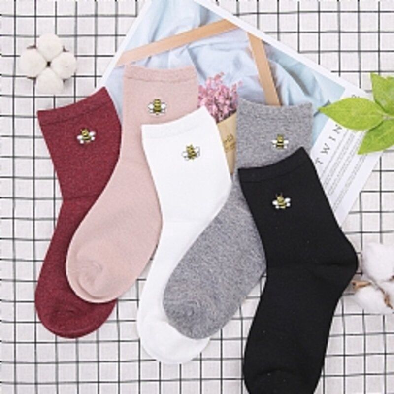Mg Little Bee Embroidery Ladies Socks 小蜜蜂刺绣女士袜 30075