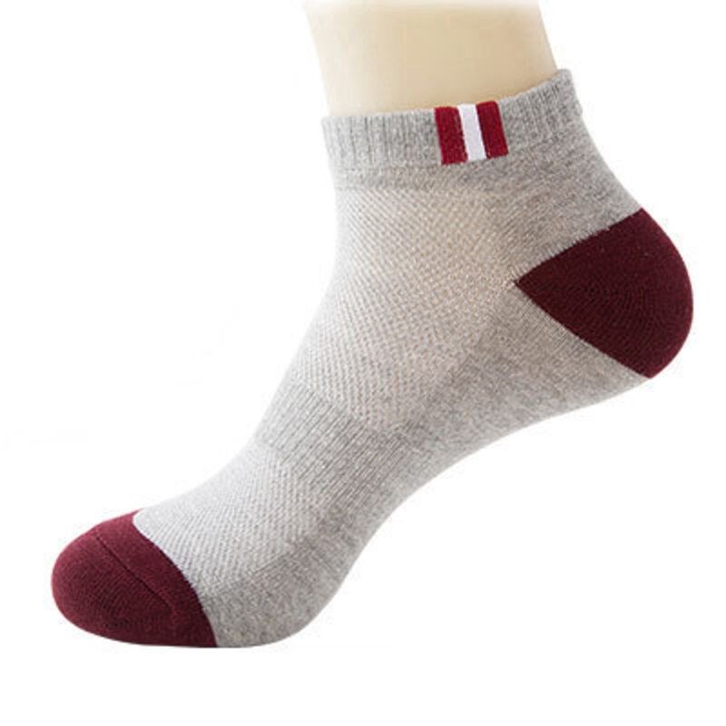 Men Socks Low Cut Grey Red 93303