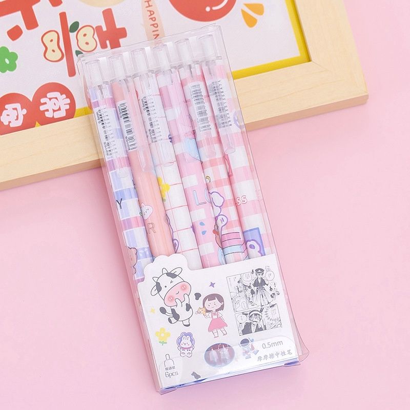 Gaosi 6pcs Erasable Water Gel Pen: 呆萌小熊 : 0.5mm 00017