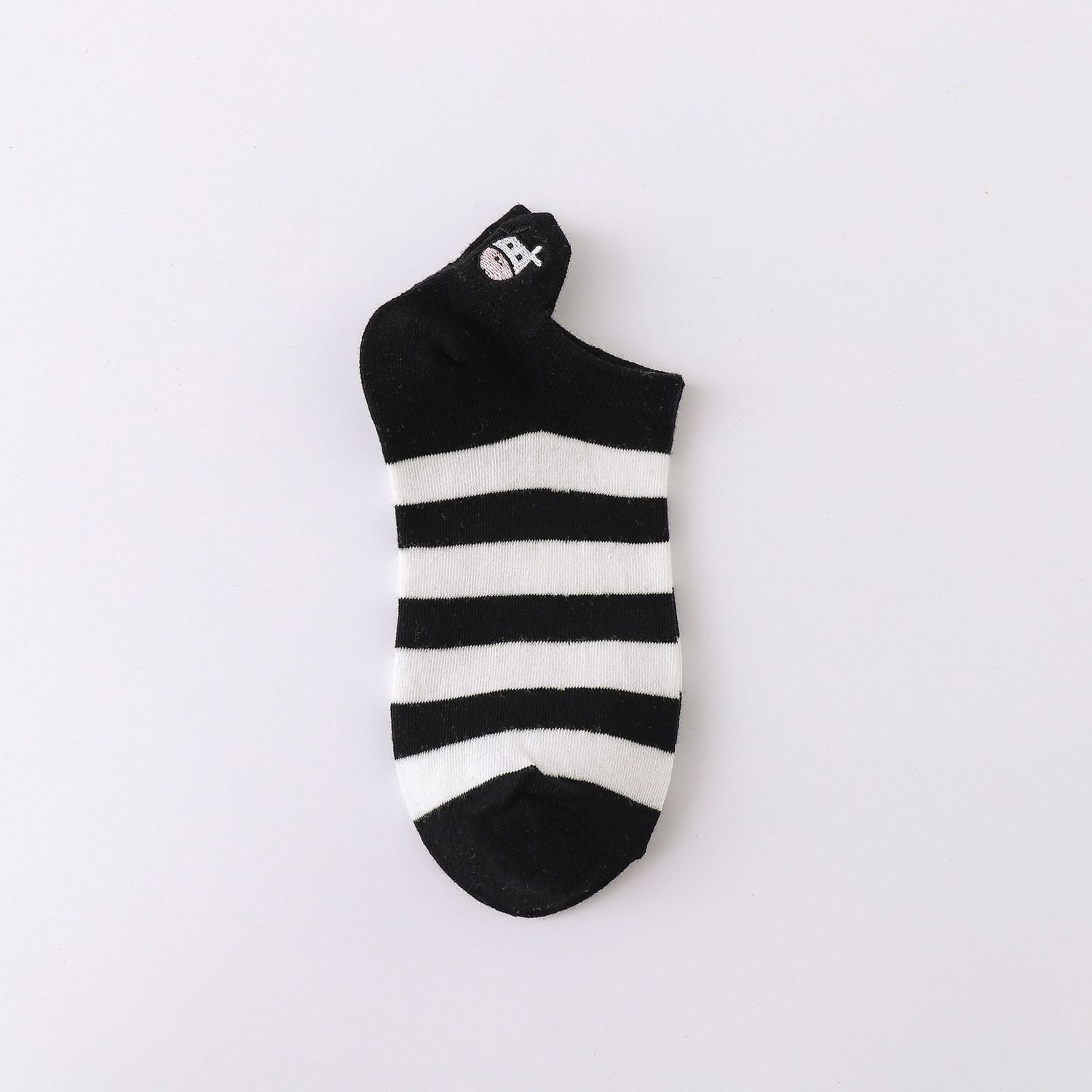 Haorui B0032 boat socks: TY black thick stripes 63685