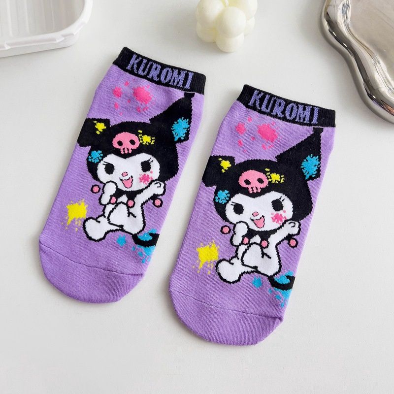 lanhui Cartoon Cute Purple Socks: Splash Ink Style 81083