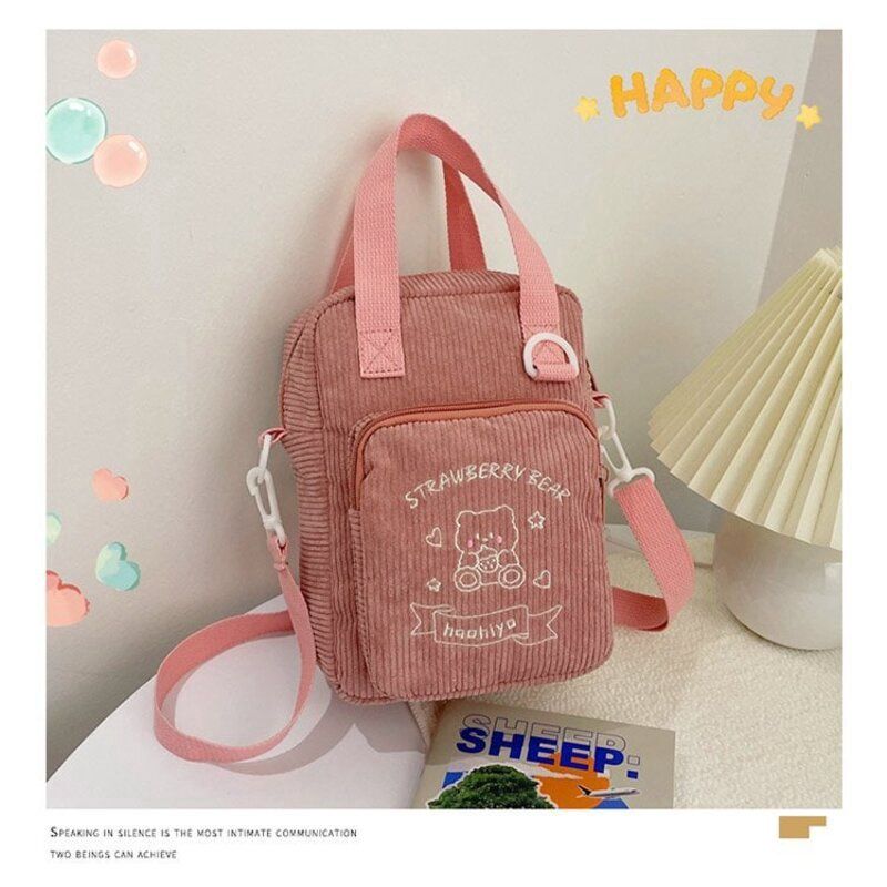 Fashion Shoulder Bag Strawberry Bear Pink 36583