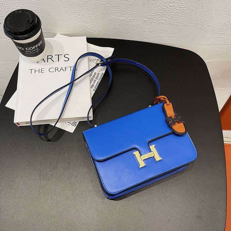 Binger 2049 H Buckle Kangkang Bag Stewardess Bag: Blue 01333