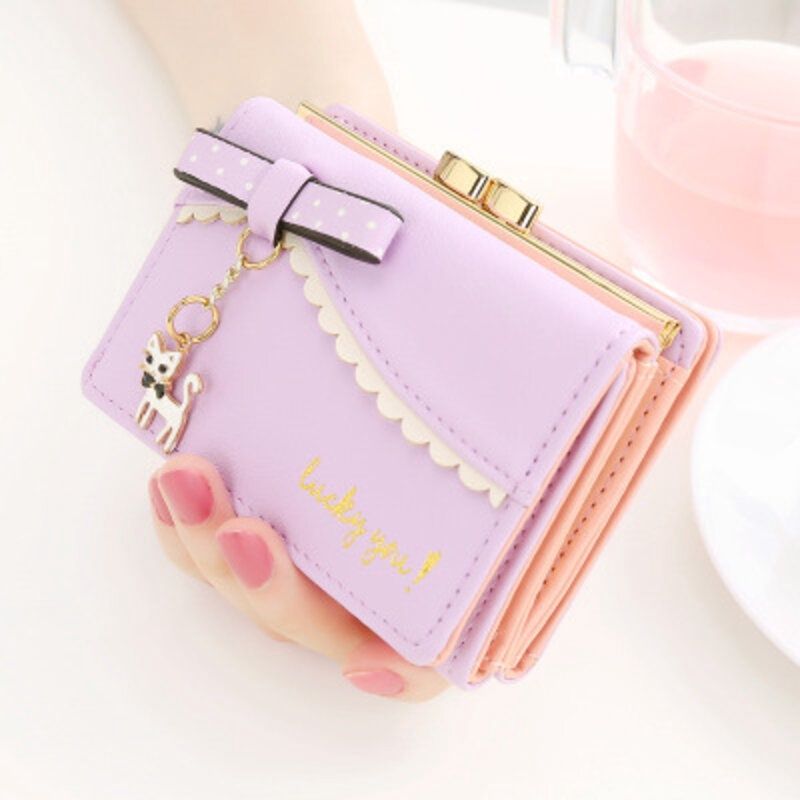 NLF 880 Short  Wallet Metal Coin Purse With Pendant : Purple 99259