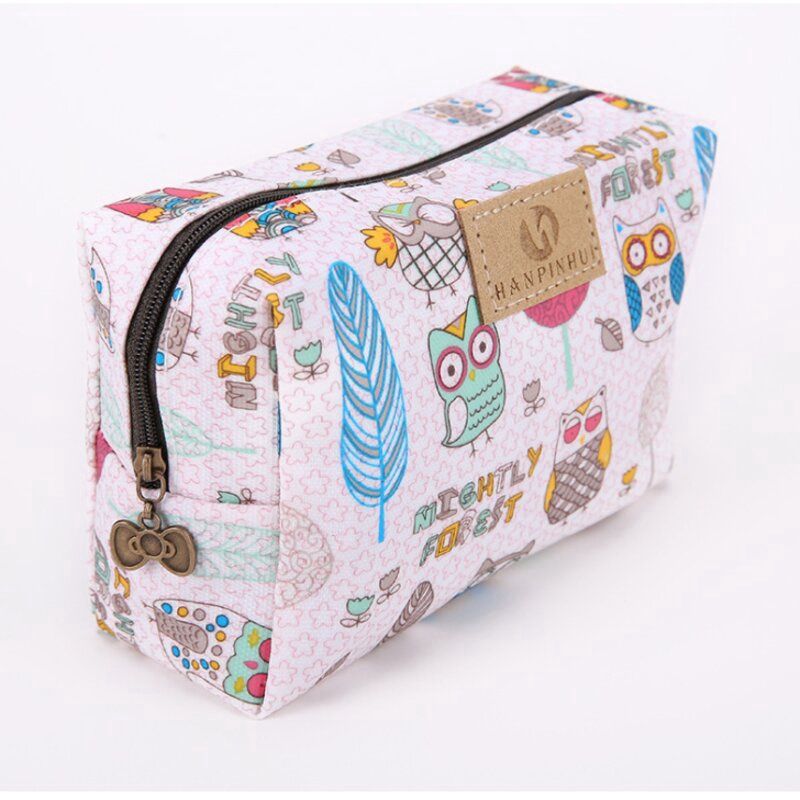 Yixuan Waterproof Printed Oxford Cloth Multifunctional Cosmetic Bag Travel Cosmetic Storage Bag Cute Portable Wash Bag Color: Pink Owl