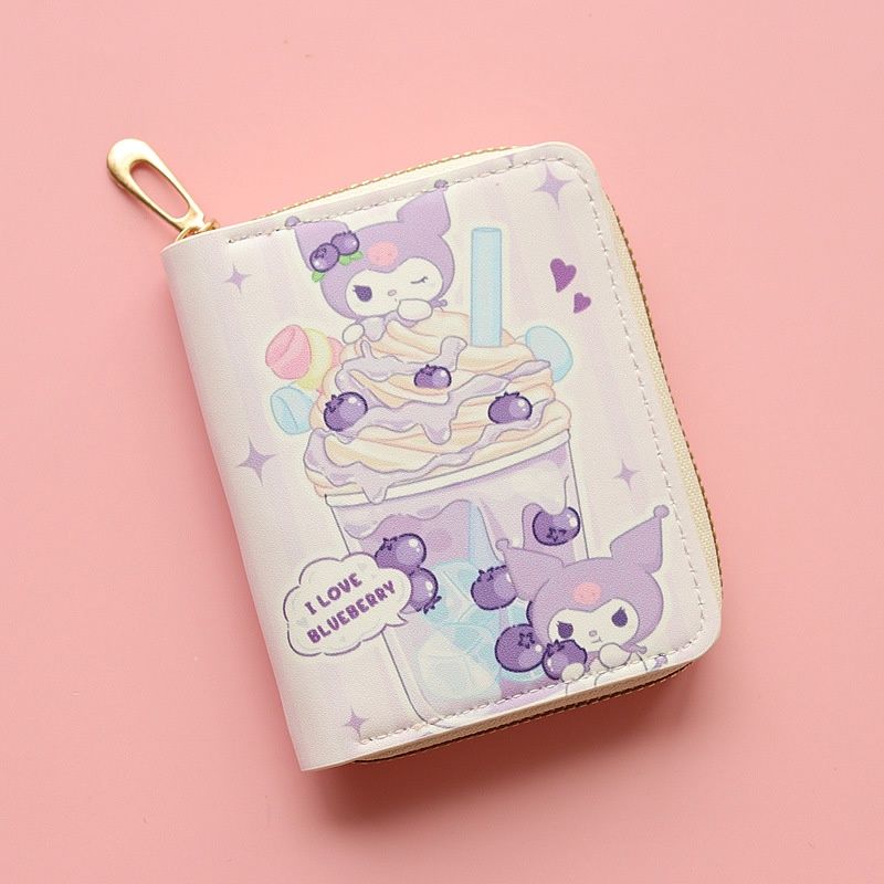 Juimei Short zipper wallet: milk tea Kuromi  50281