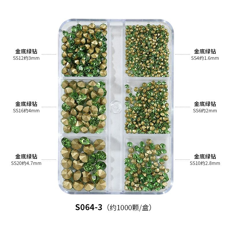 PP Nail art tip diamond: rose green gypsophila S064--3 57700