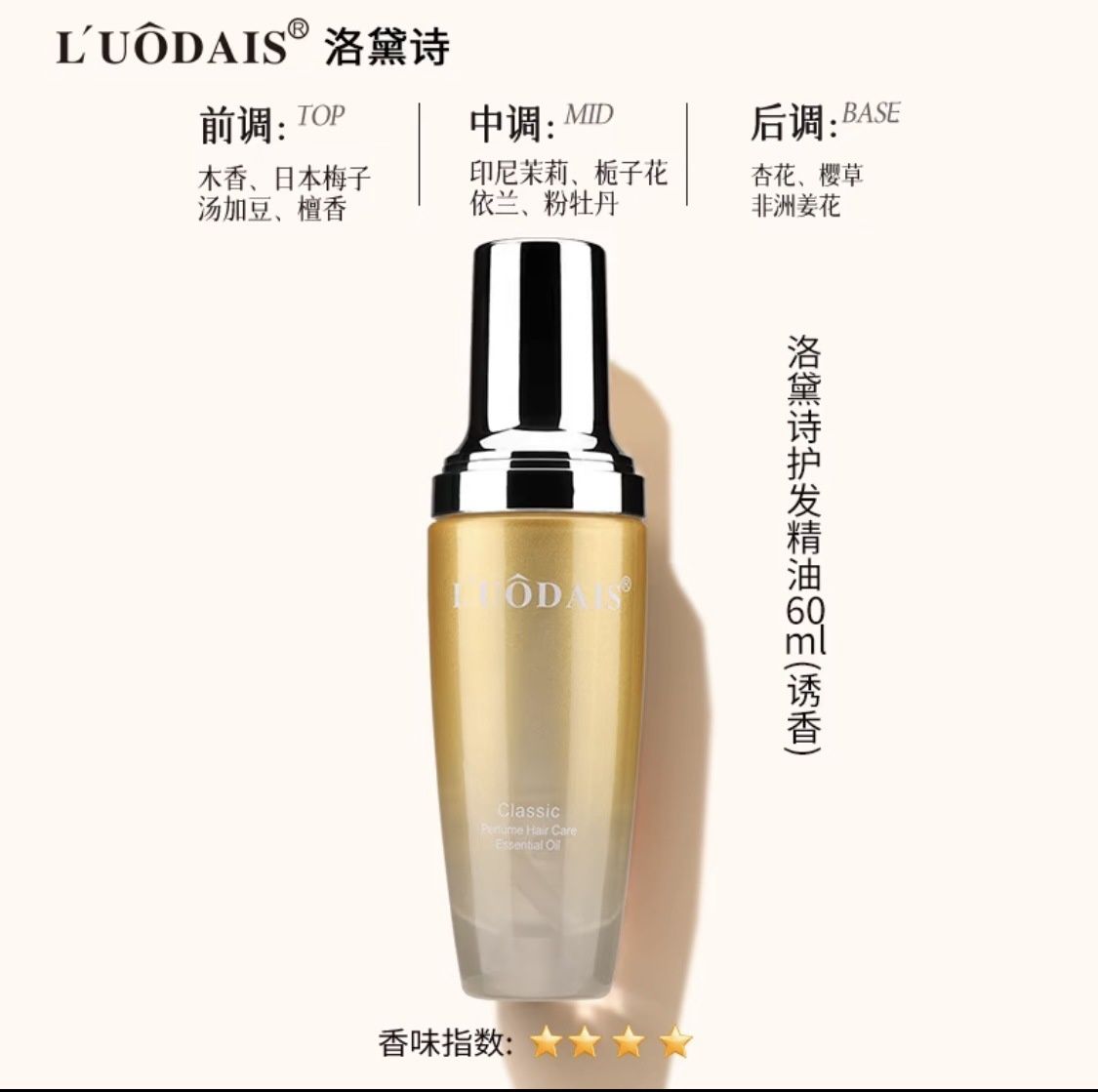 LUODAIS C-Charming fragrance  Hair oil 60ml Gold