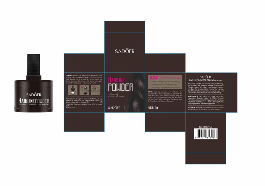 SD Hairline Powder 4g, #: 02# Coffee Brown