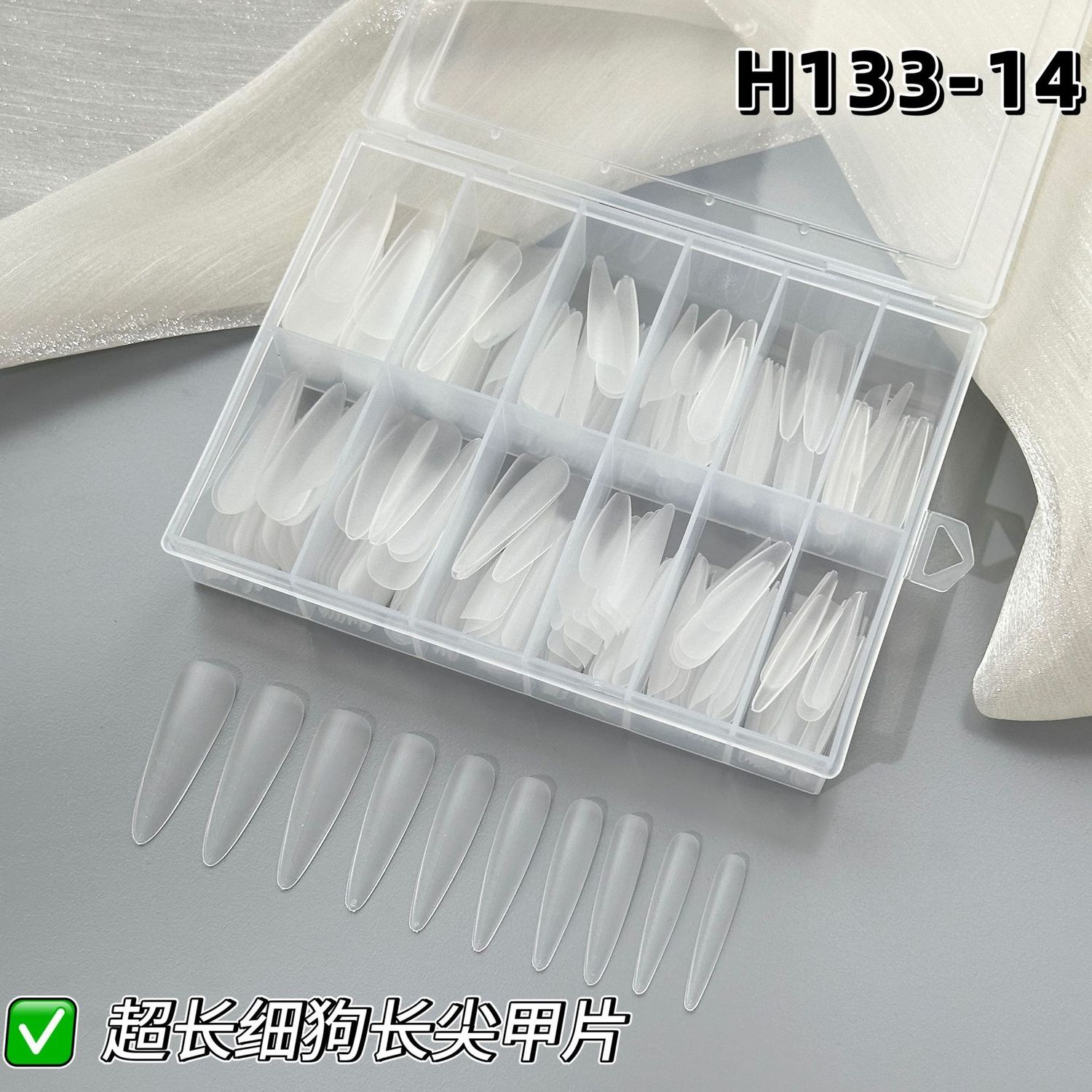 7535 PP Nail art H133 nail tips : 240 pc thin dog