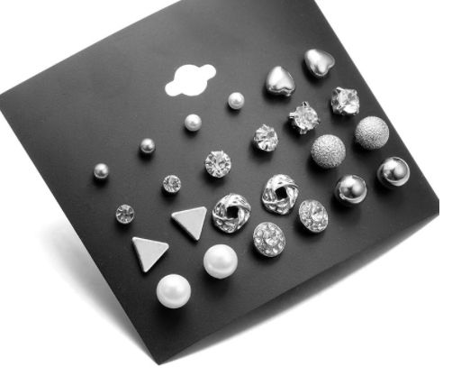 Mangxiaoguo week 7 pair ear pierce: 12对银色 80521