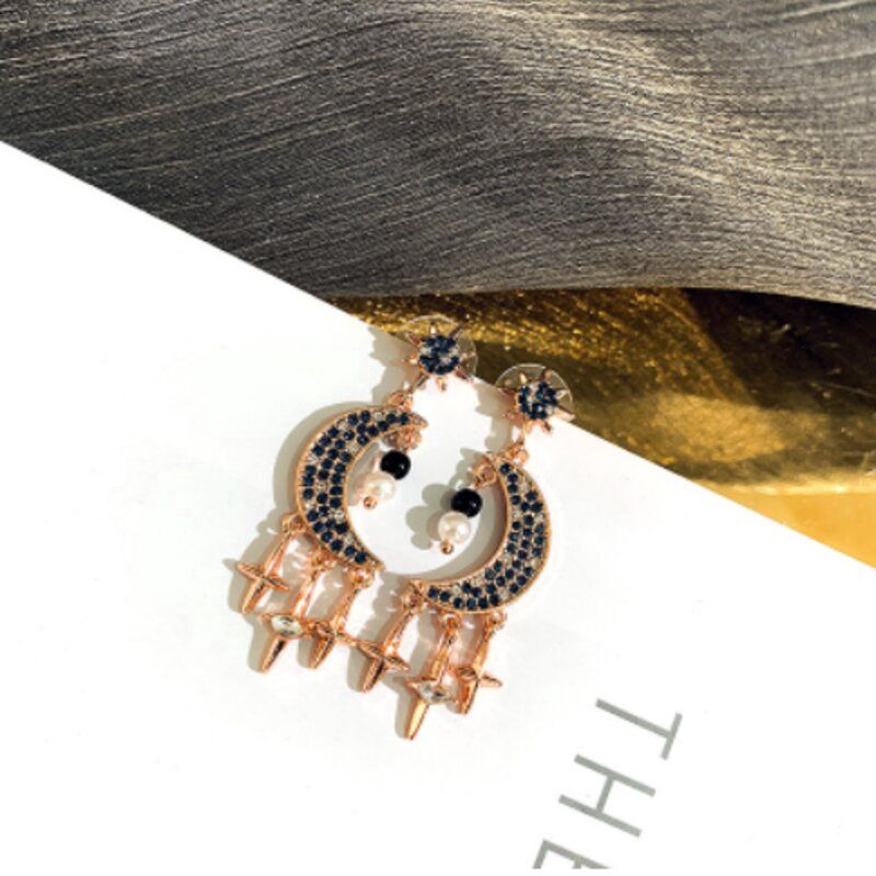 Baoyu 925 Silverlove Pearl Earrings: 92#Silver。星月镶钻He3388  90459