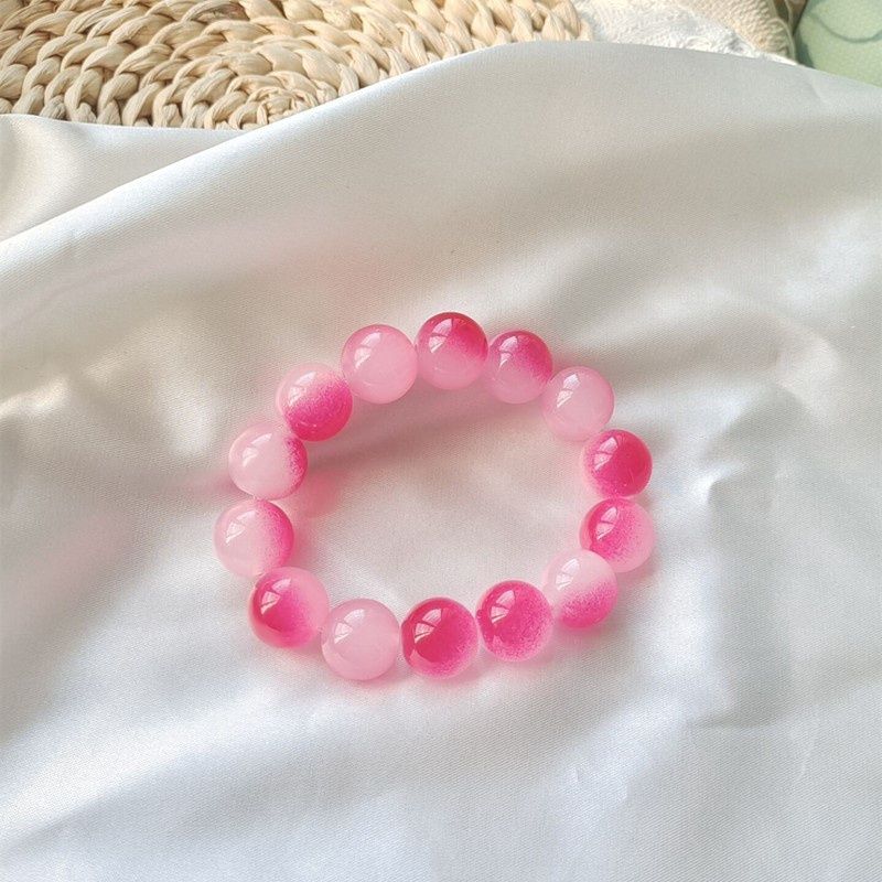 GY Gradient color ice transparent beads bracelet: rose Red 0.8mm 69791