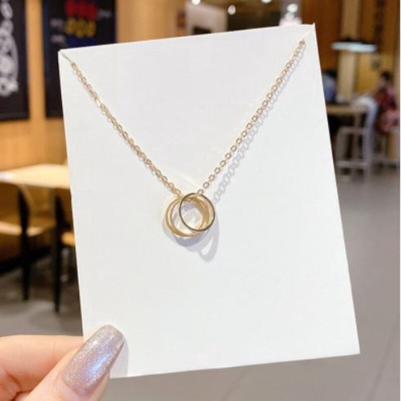 Jai Necklace: 4#三个圆环吊坠-金色 62002