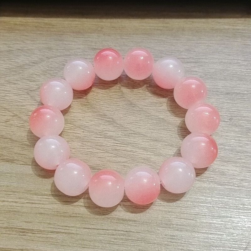 GY Gradient color ice transparent beads bracelet: light pink 0.8mm 69789