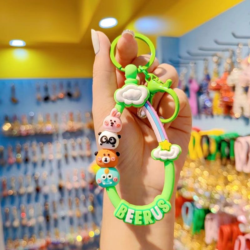 JY Round bead chain keychain pendant mobile phone chain: grass green 09494