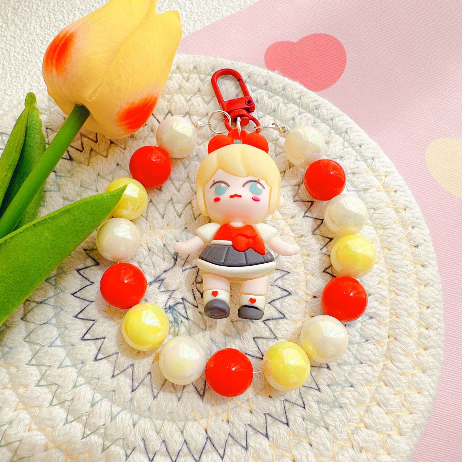 Girly Beaded Chain Pendant: Mixed Color Claire
