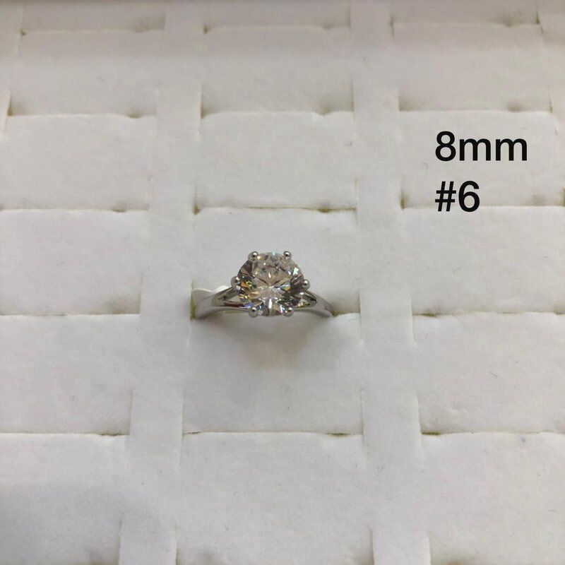 Xuping Six-Prong Inlaid Artificial Gemstone Ring Synthetic Zircon 8Mm #6 93306